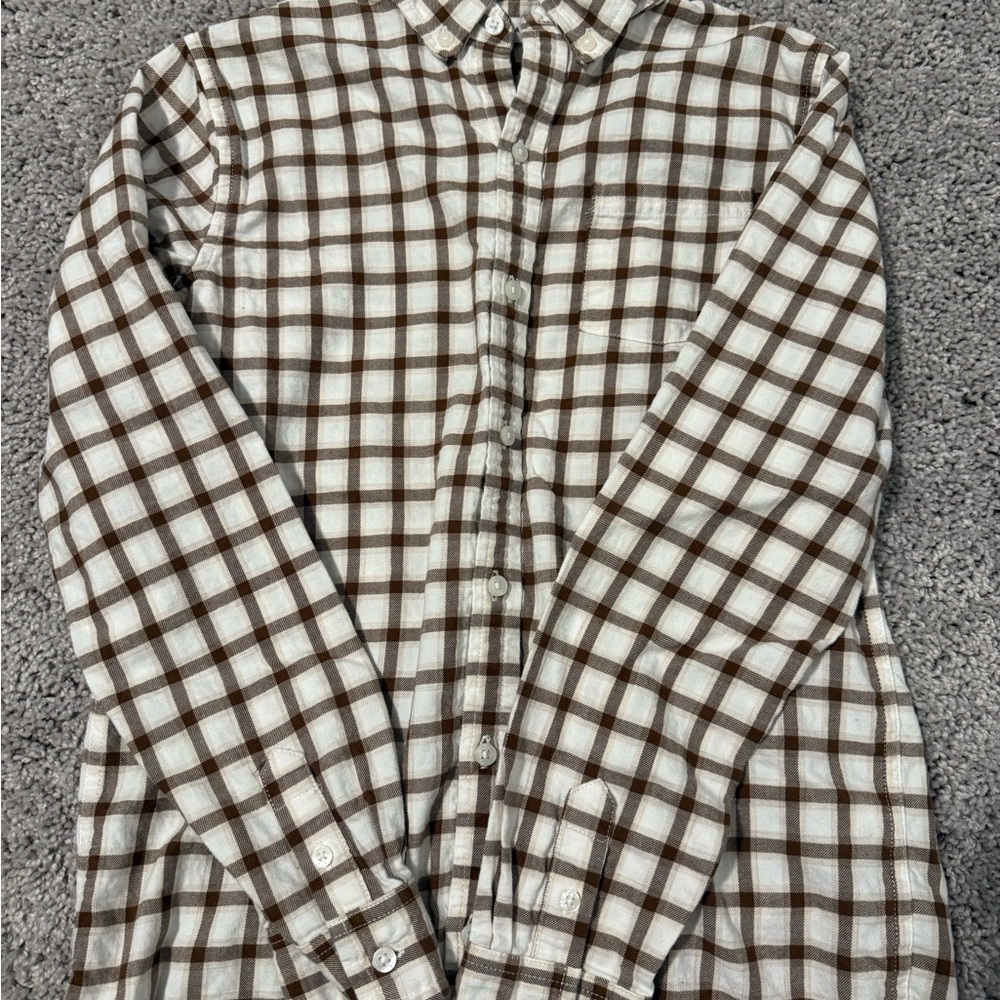 Janie and Jack Brown and White Casual Button Down Shirt